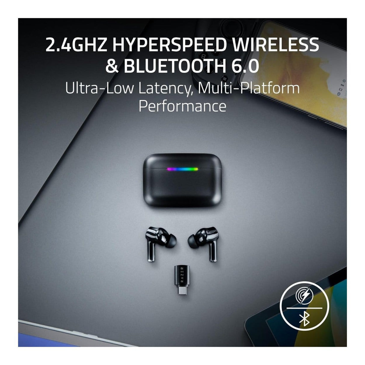 Razer Hammerhead V3 HyperSpeed Wireless Multi-Platform ANC Gaming Earbuds RZ12-05610100-R3G1