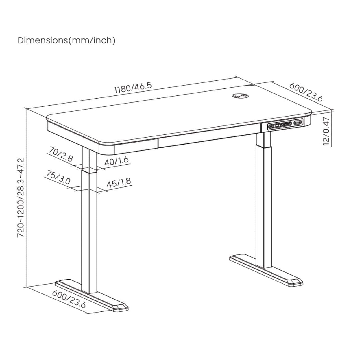 Lumi S08-22D-SWW Single Motor Sit-Stand Desk Black