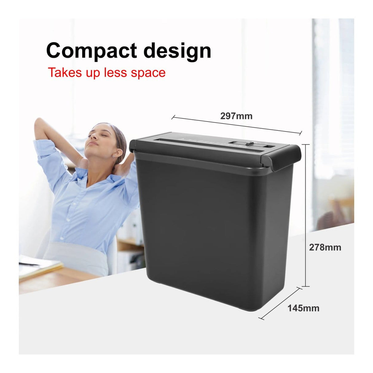 Parrot 5-sheet 6.8mm P2 Strip Cut Paper Shredder S100