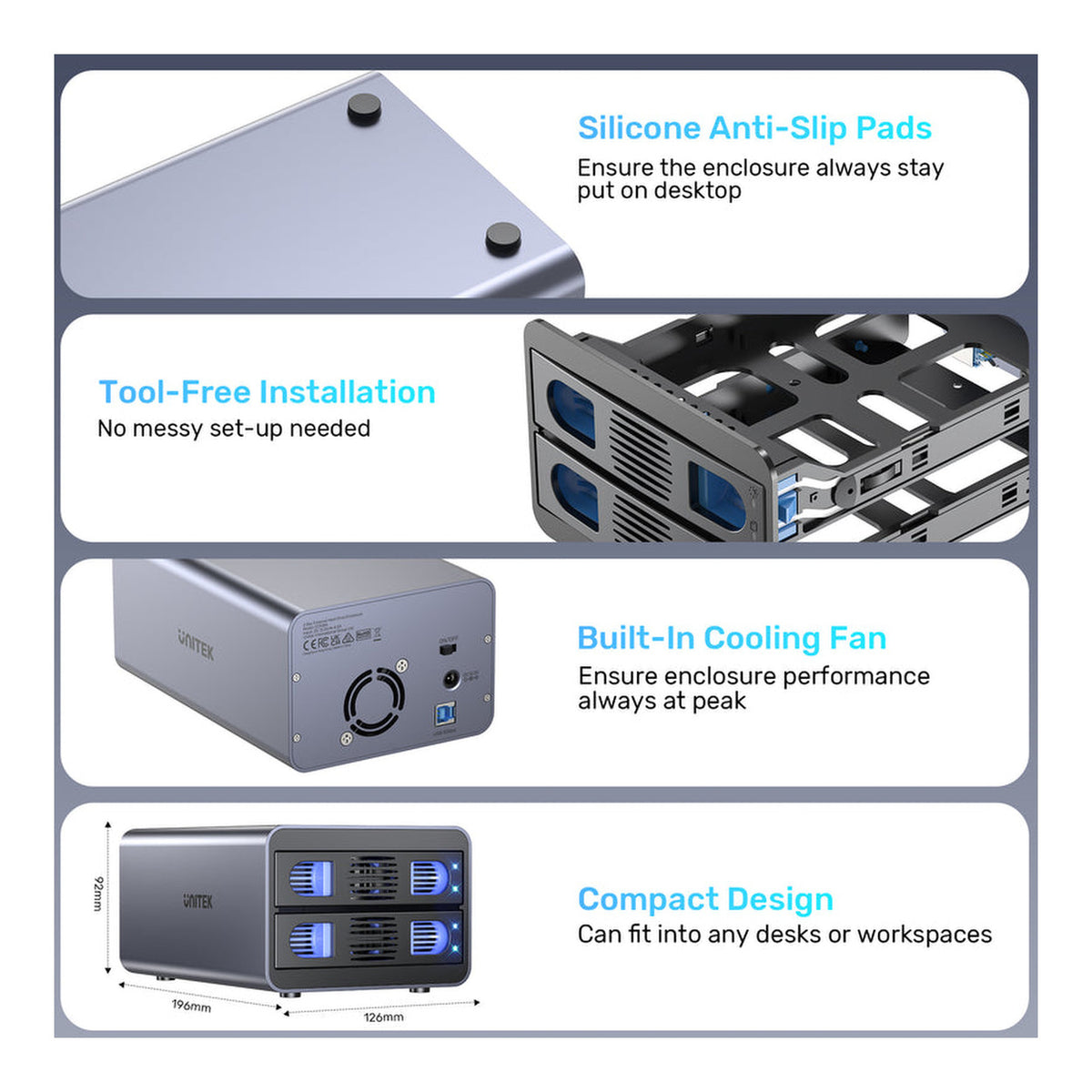 Unitek 2-bay External HDD Enclosure S1308A01-UK