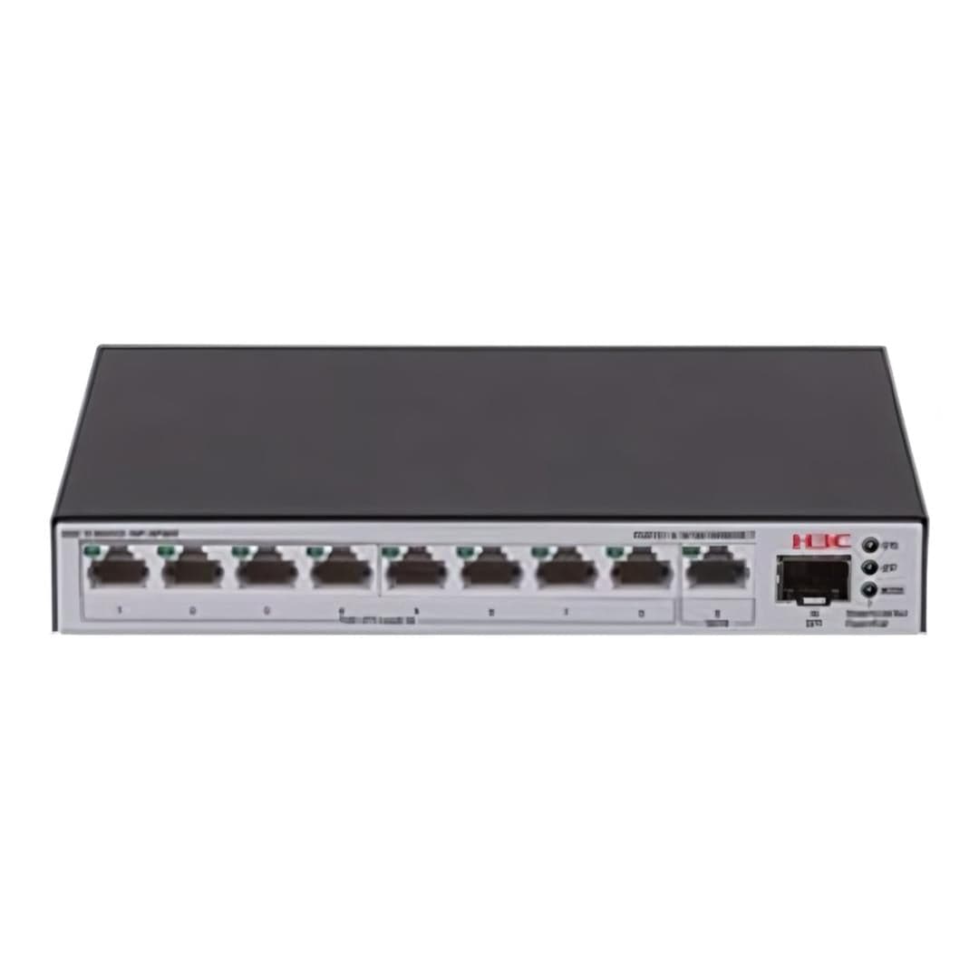 H3C S1600V2-10P-HPWR L2 Ethernet Switch with 9x 10/100/1000 BASE-T Ports (8x PoE+ Ports) and 1x 1G SFP Port, 125W PoE+