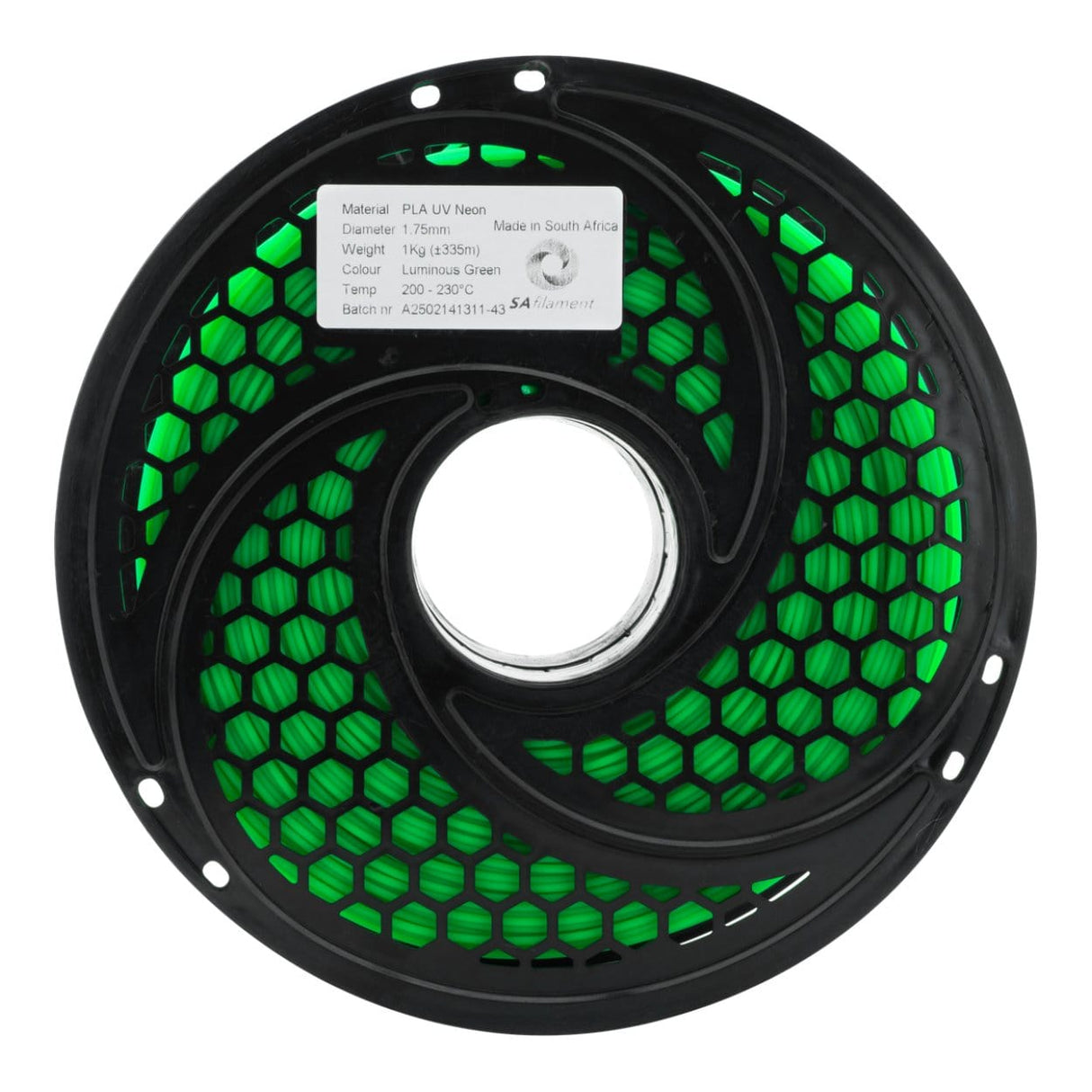 SA Filament PLA UV Neon Filament 1Kg - Luminous Green SAF-PLA-D07