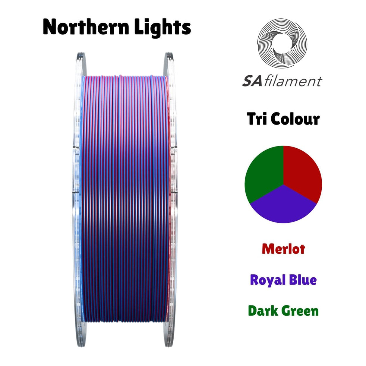SA Filament PLA Tri Silk Filament 750g - Northern Lights SAF-PLATRIC45-NL