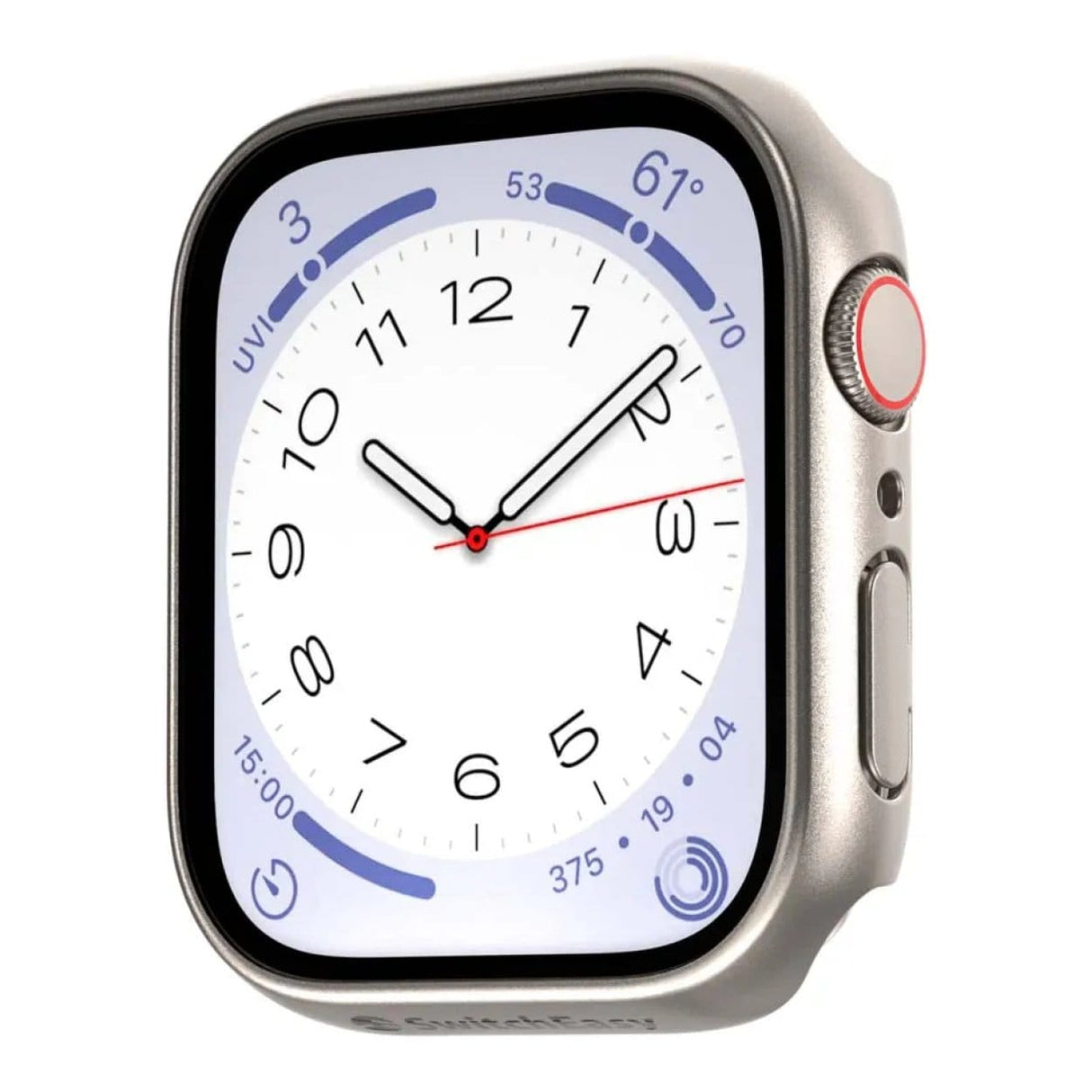 SwitchEasy Hybrid Tempered Glass Protective Case for Apple Watch Case Titanium SAW845089TT22