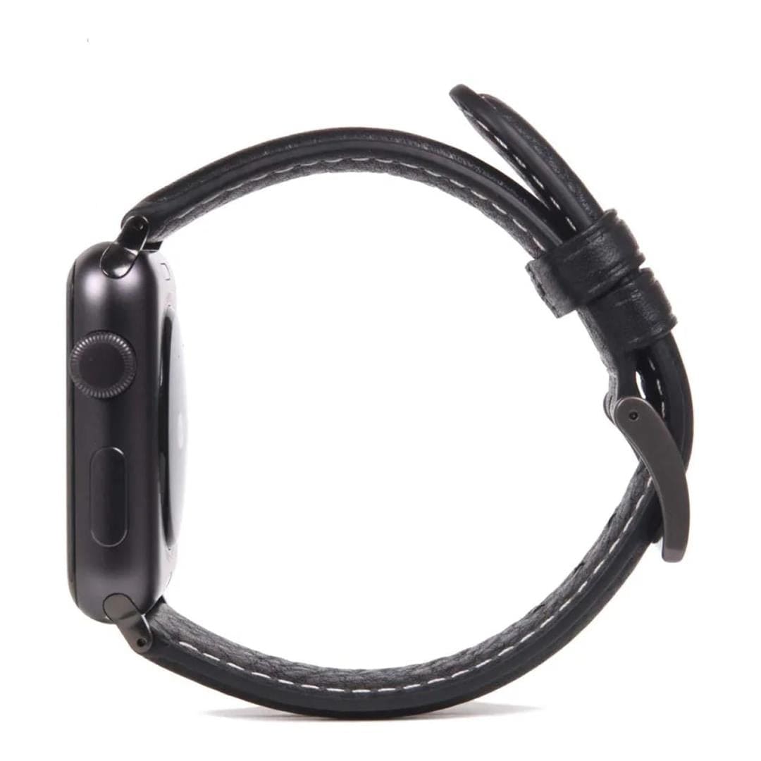 SLG D6 Italian Minerva 40mm Leather Strap for Apple Watch Black SD-D6M-S-AW40-BK