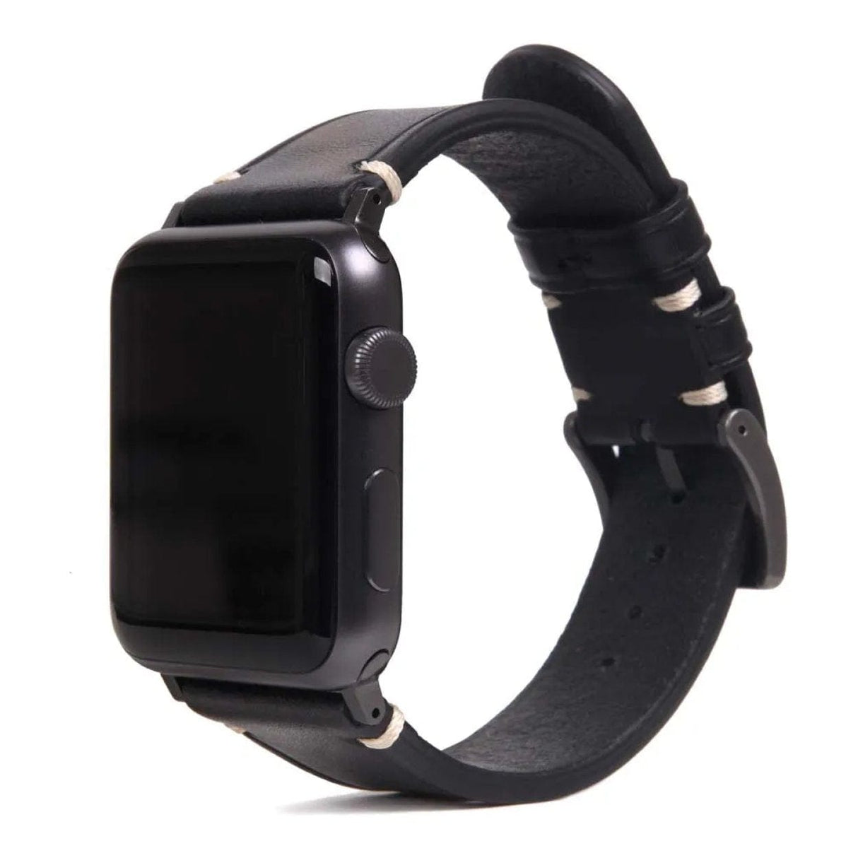 SLG D7 Italian Buttero 40mm Leather Strap for Apple Watch Black SD-D7B-S-AW40-BK