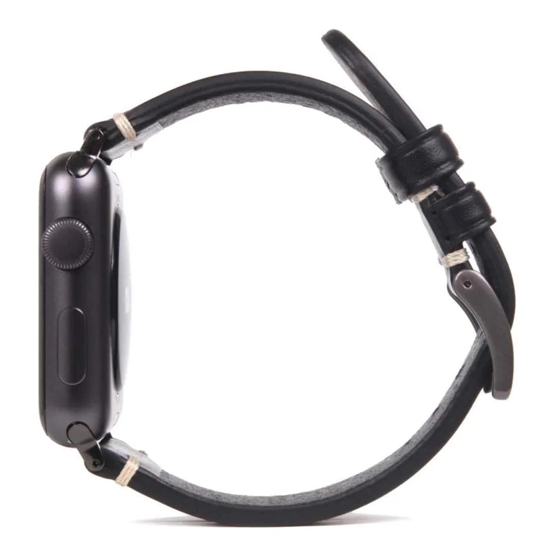 SLG D7 Italian Buttero 44mm Leather Strap for Apple Watch Black SD-D7B-S-AW44-BK