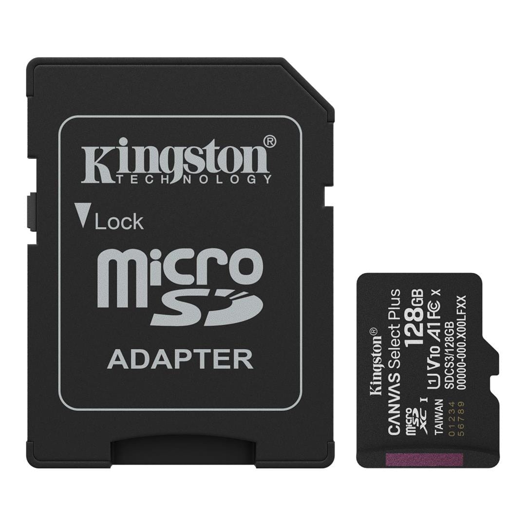 Kingston Canvas Select Plus 128GB UHS-I microSDXC Memory Card with SD Adapter SDCS3/128GB