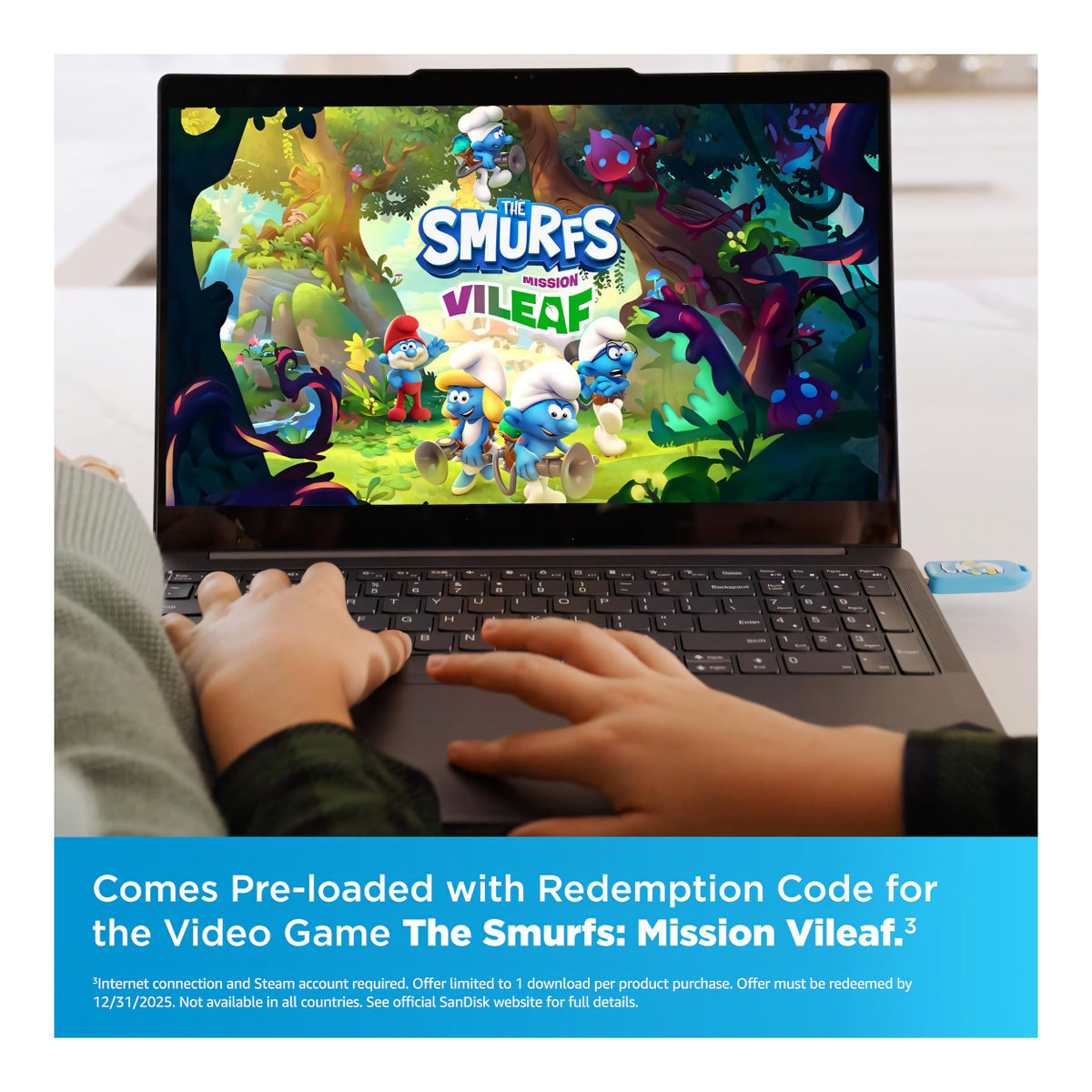 SanDisk Smurfs 256GB Blue USB Flash Drive SDCZIS-256G-G46