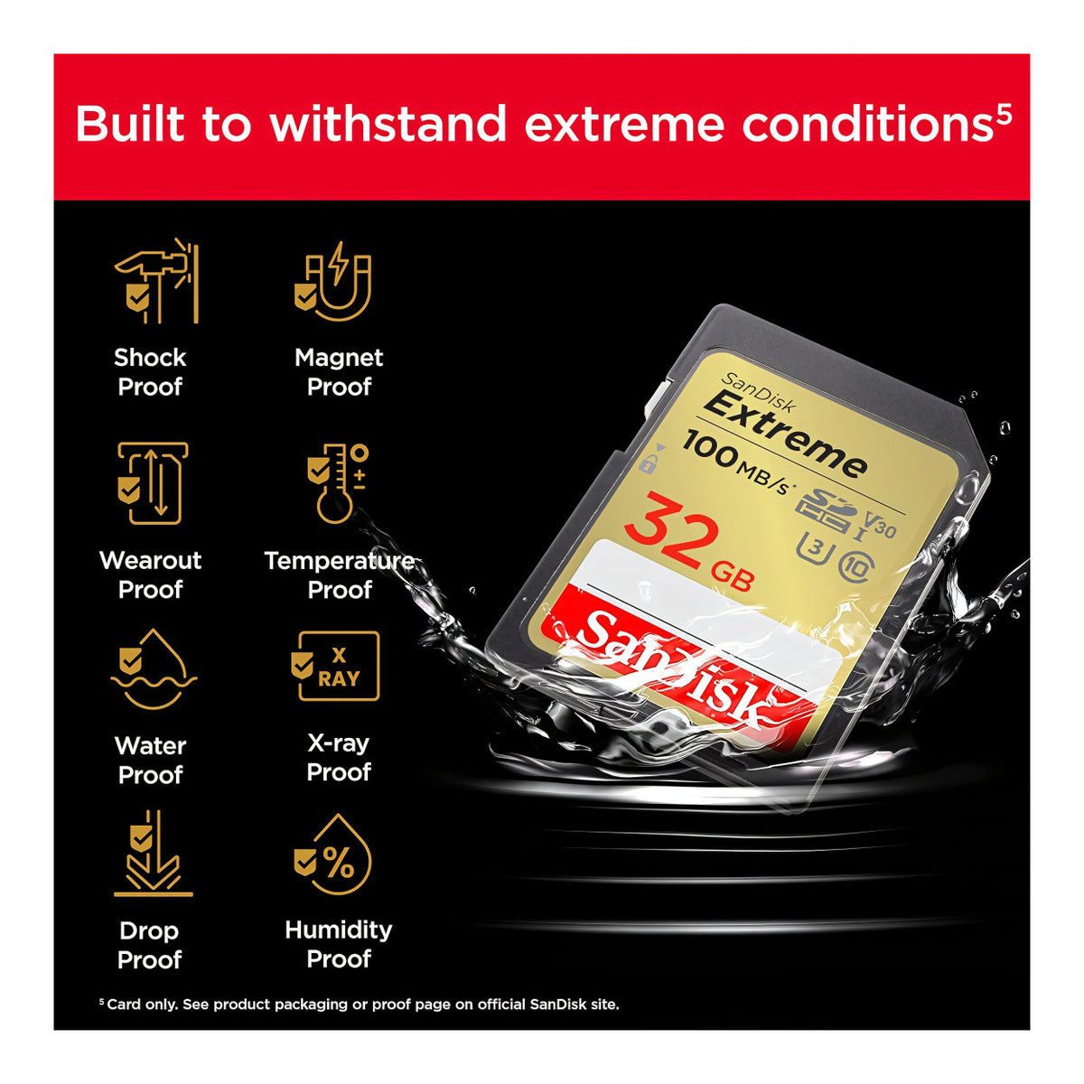 SanDisk Extreme 32GB UHS-I Class 10 SDXC Memory Card SDSDXVT-032G-GNCIN