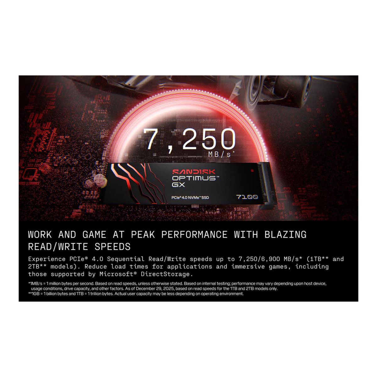 SanDisk Optimus GX 7100 M.2 4TB PCIe 4.0 NVMe Internal SSD SDSP71400TAN-000E0