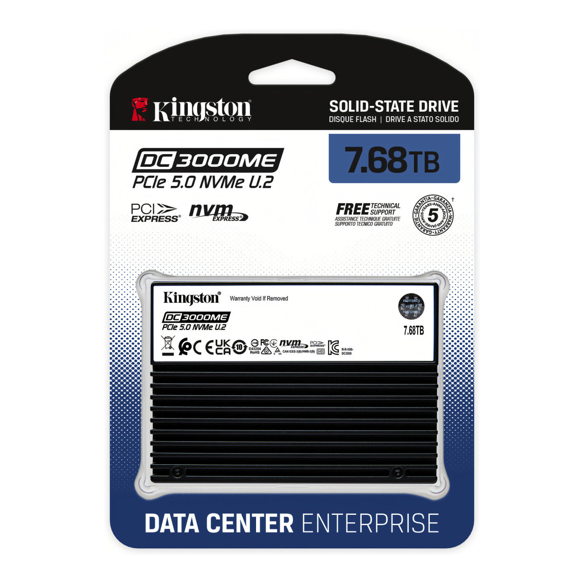 Kingston DC3000ME 7.68TB U.2 PCIe 5.0 NVMe TCG Opal Enterprise Internal SSD SEDC3000ME/7T6