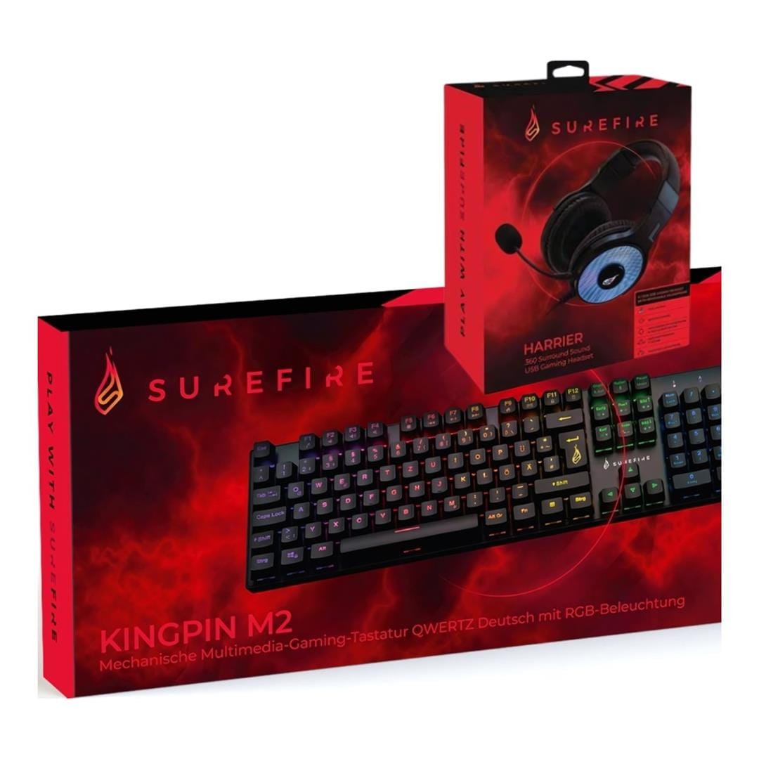 Surefire Professional Bundle Harrier 360 USB Headset and Kingpin M2 RGB Mechanical Keyboard