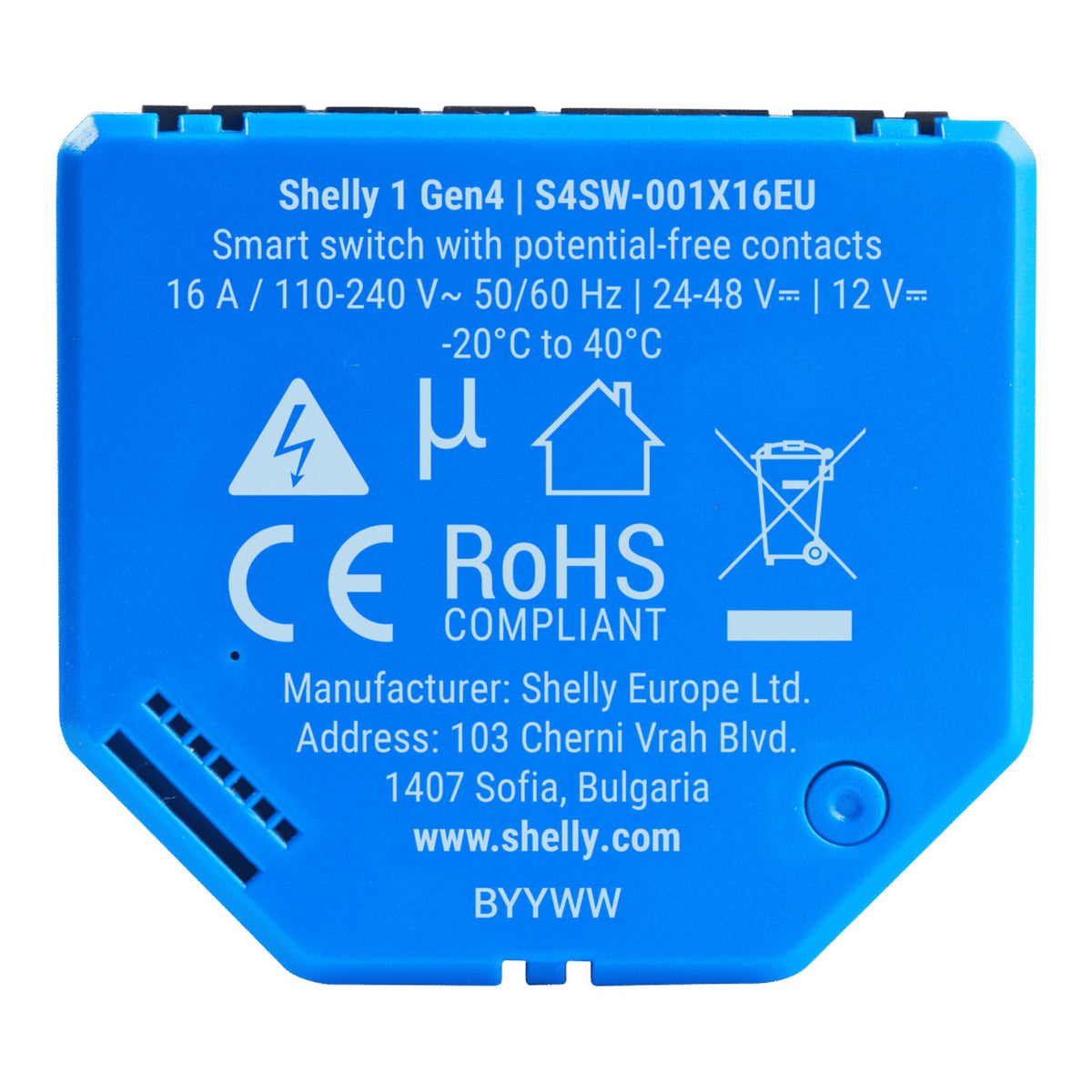 Shelly 1 Gen4 Single Channel Dry Contact Smart Switch