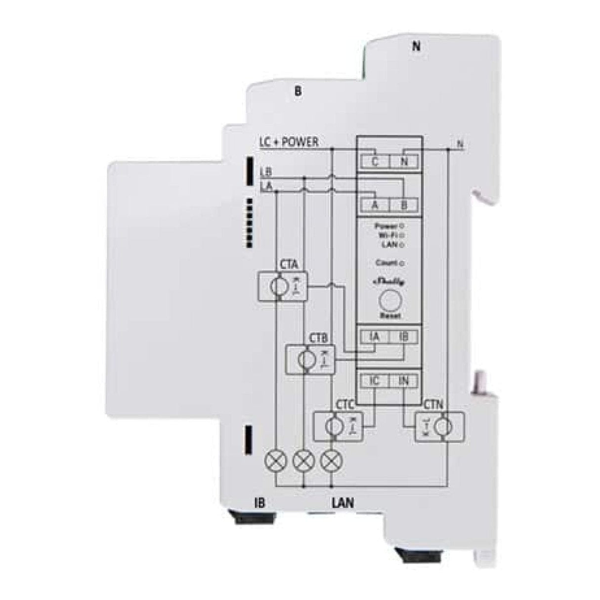 Shelly Pro 3EM 3-Phase Electricity Monitor Relay With Three 120A Clamps