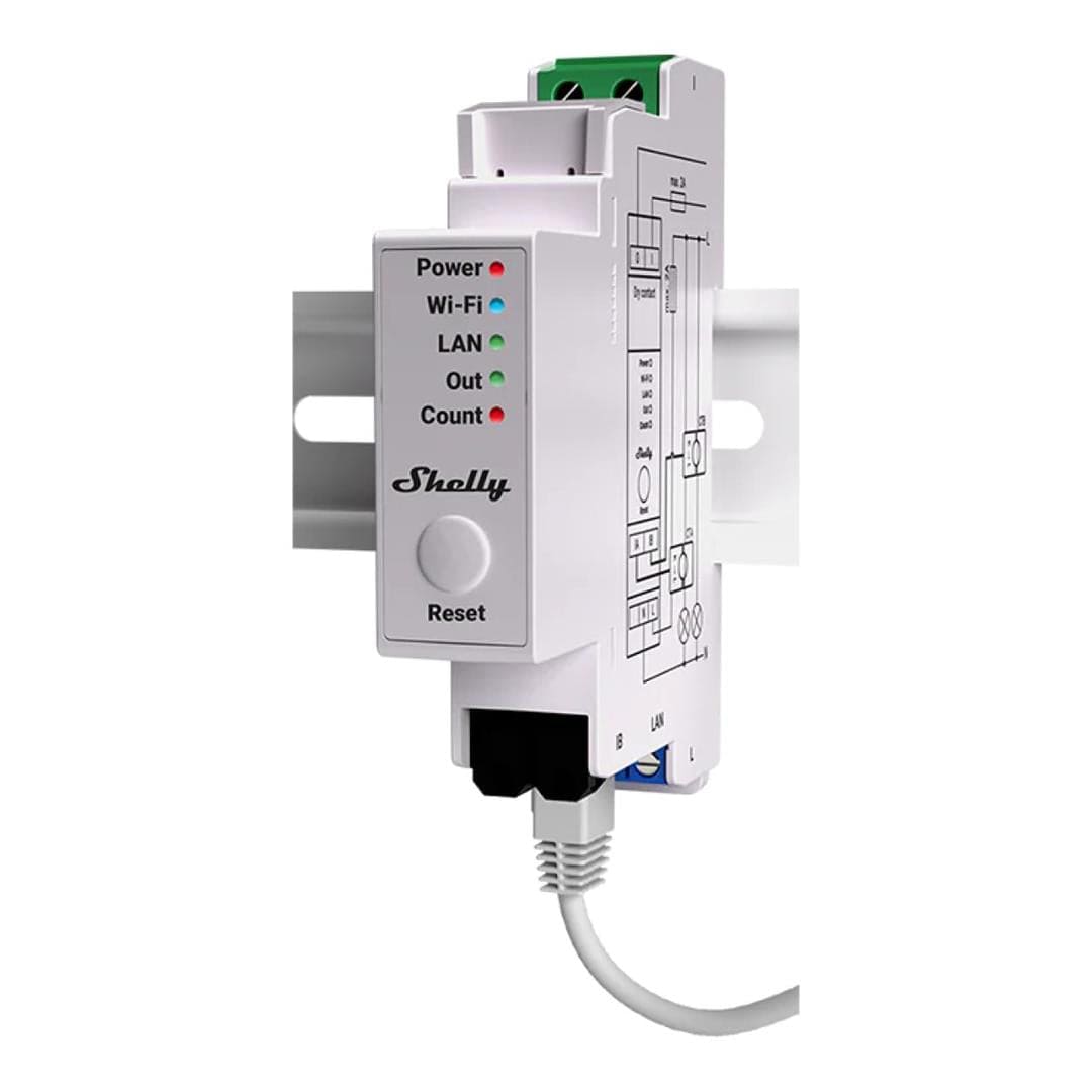 Shelly DIN Rail Mountable Two-Channel Single-Phase Energy Meter