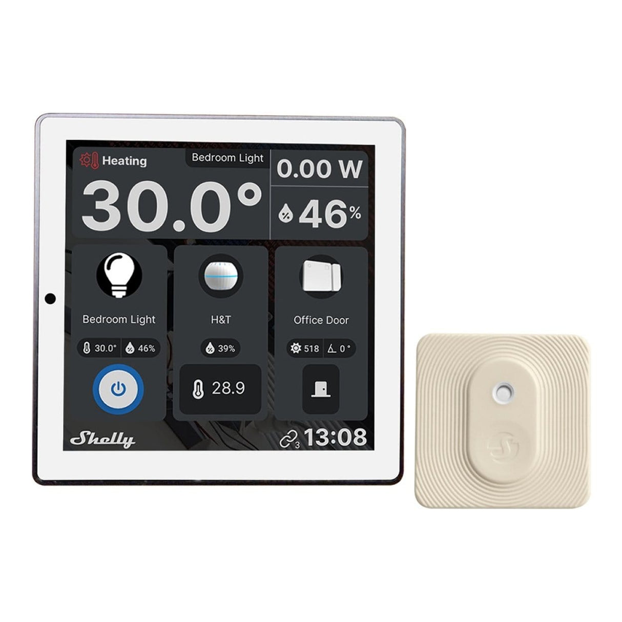 Shelly Wall Display Smart Control Panel with Blu Humidity and Temperature Sensor White