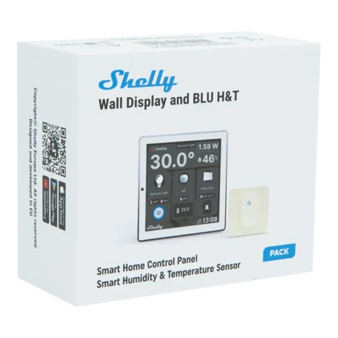 Shelly Wall Display Smart Control Panel with Blu Humidity and Temperature Sensor White