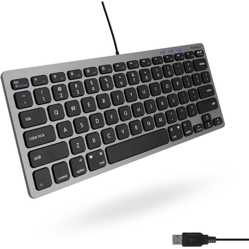 Macally Compact USB-A Wired Keyboard - Space Gray SLIMKEYCSG