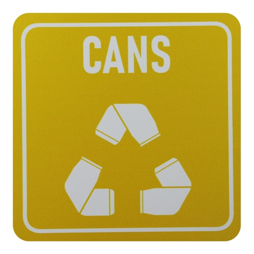 Parrot 150x150mm Cans Only Waste Recycle on White ACP Sign Yellow Print SN4120