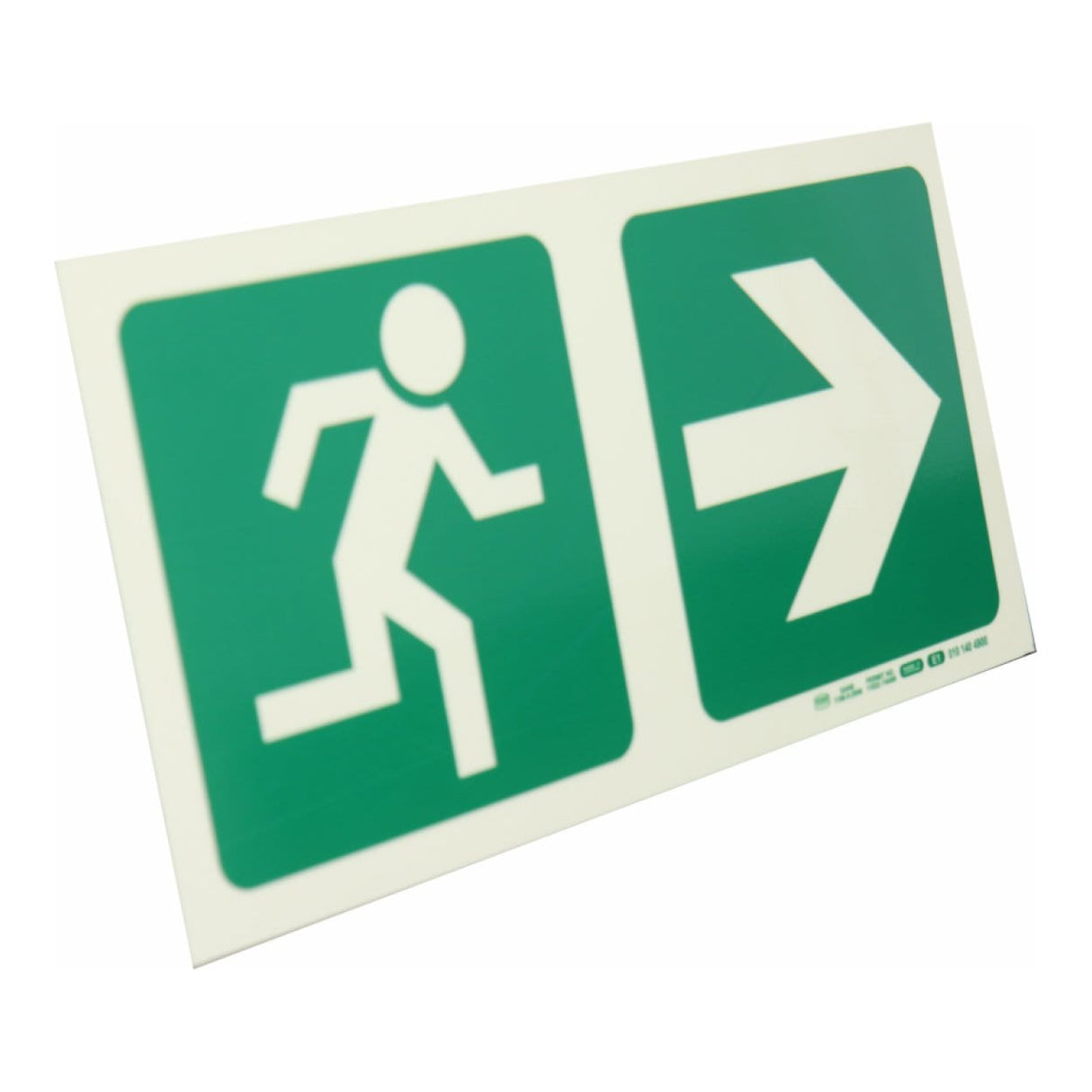 Parrot Photoluminescent 190mm Safety Sign E1 Running Man and Arrow Right SNP19E1