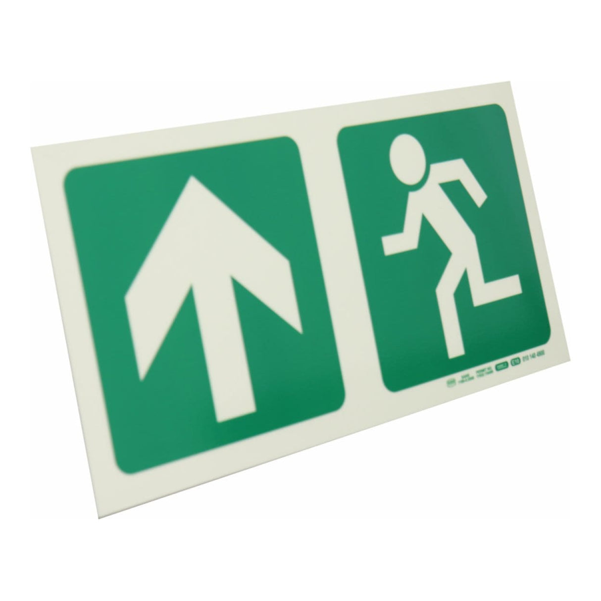 Parrot Photoluminescent 190mm Safety Sign E10 Arrow Up and Running Man SNP19E10