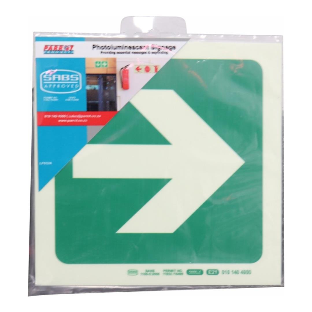 Parrot Photoluminescent 190mm Safety Sign E21 Arrow Right SNP19E21
