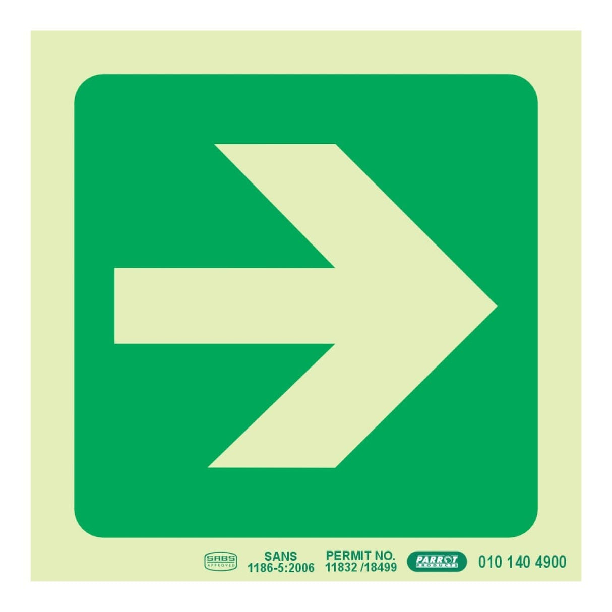 Parrot Photoluminescent 190mm Safety Sign E21 Arrow Right SNP19E21
