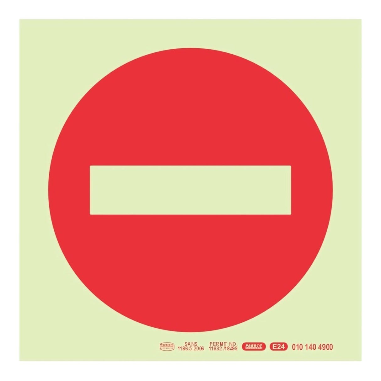 Parrot Photoluminescent 190mm Safety Sign No Entry Symbol SNP19E24