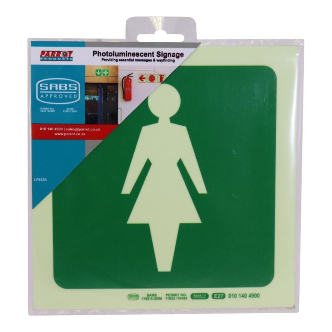 Parrot Photoluminescent 190mm Safety Sign E27 Female Symbol SNP19E27
