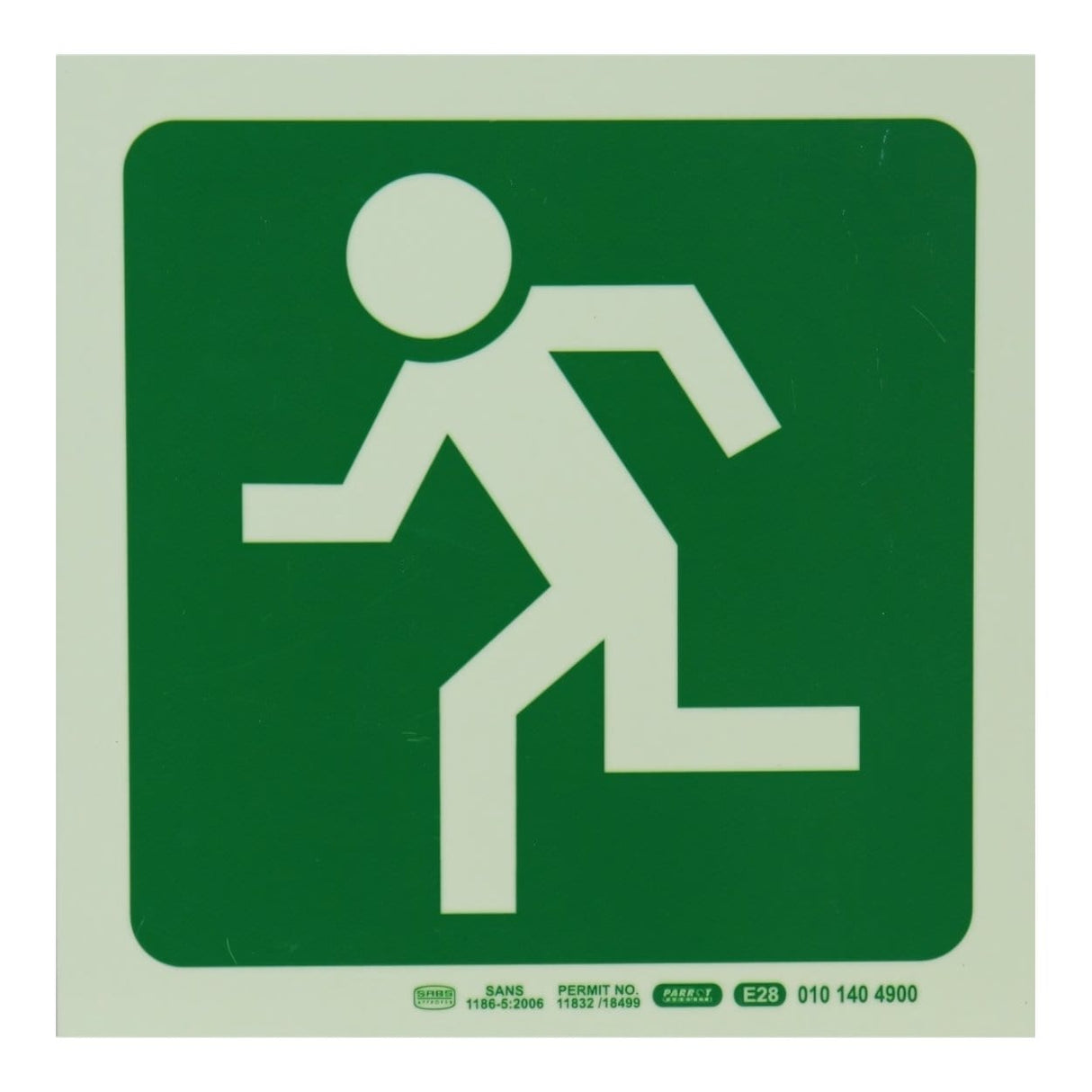 Parrot Photoluminescent 190mm Safety Sign E28 Running Man Facing Left SNP19E28