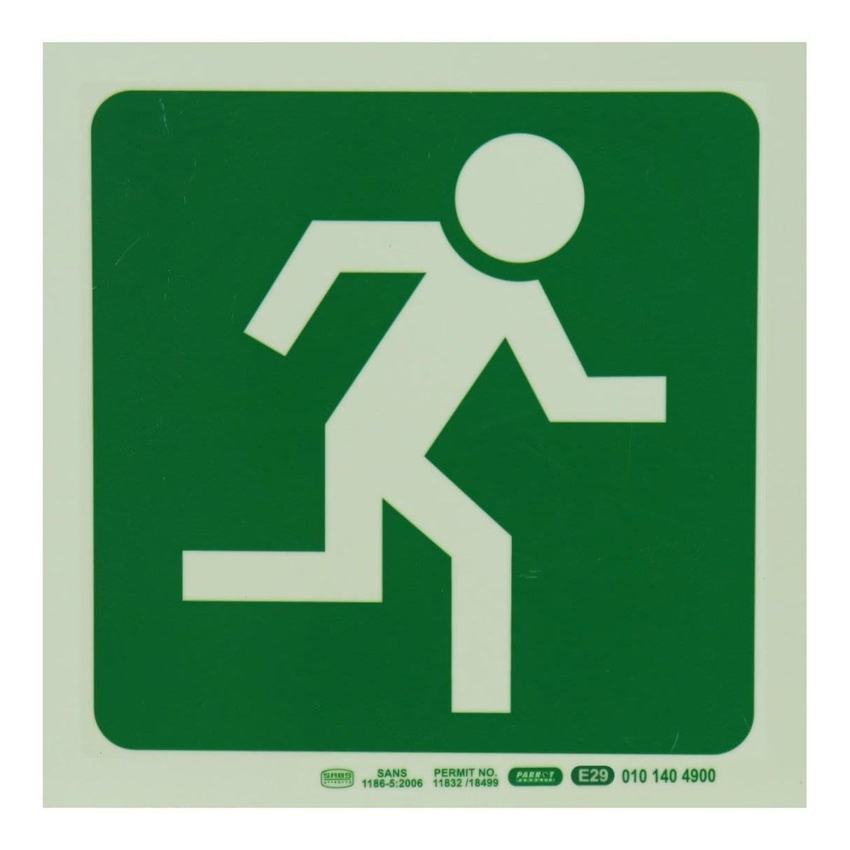Parrot Photoluminescent 190mm Safety Sign E29 Running Man Facing Right SNP19E29