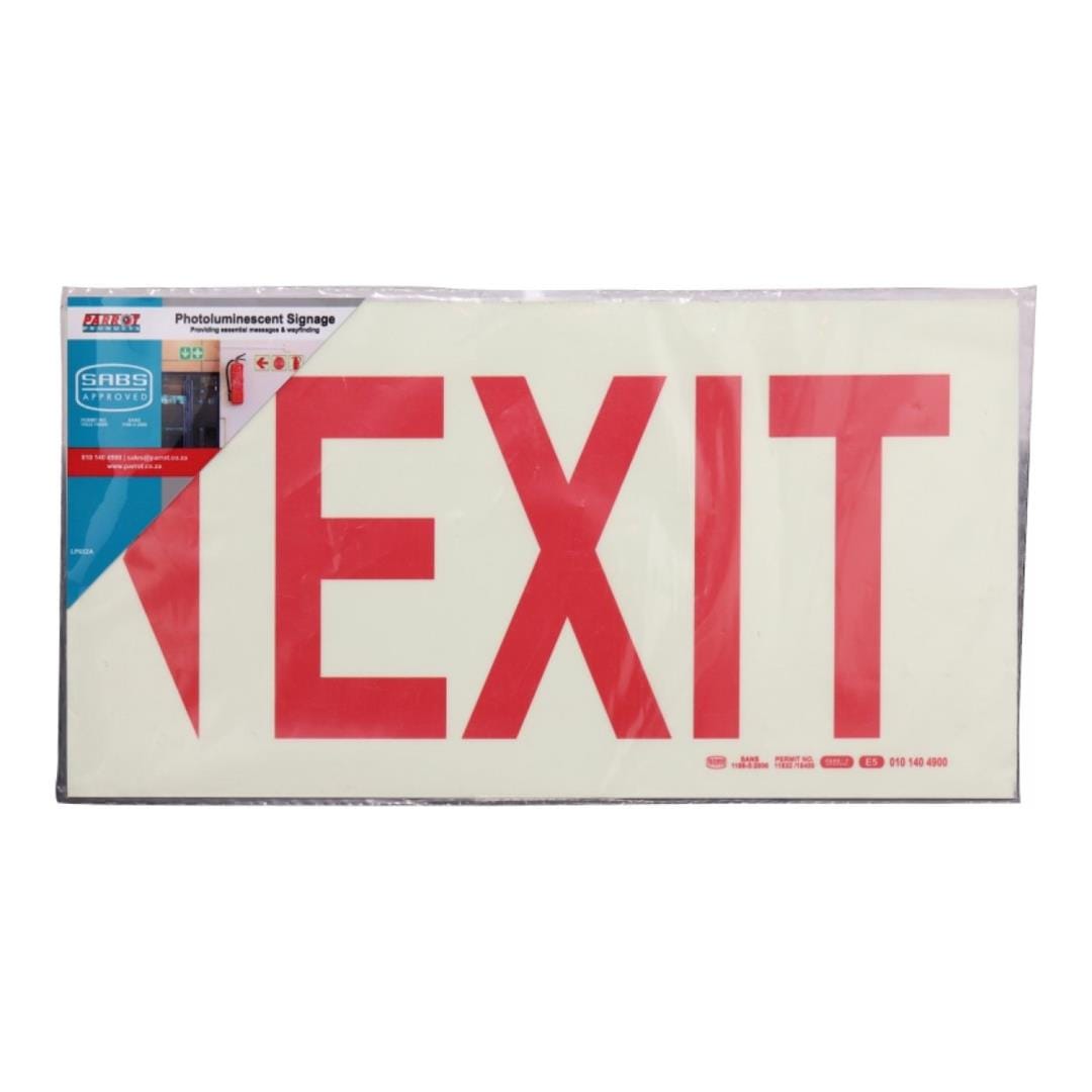 Parrot Photoluminescent 190mm Safety Sign E5 Exit and Arrow Left SNP19E5