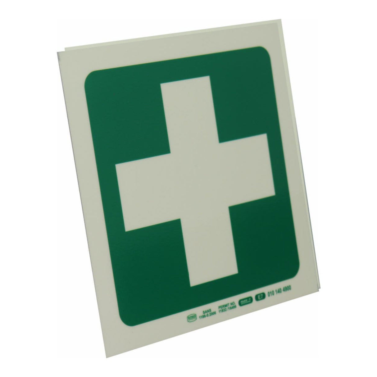 Parrot Photoluminescent 190mm Safety Sign E7 Green Cross SNP19E7