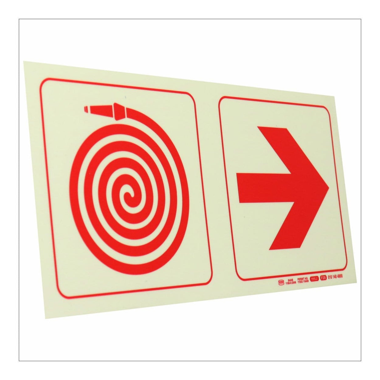 Parrot 190mm Photoluminescent F20 Fire Hose Reel Arrow Right Safety Sign SNP19F20