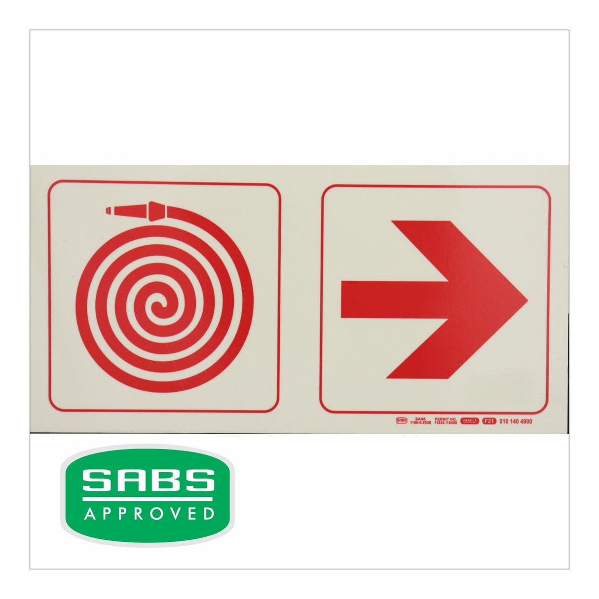 Parrot 190mm Photoluminescent F20 Fire Hose Reel Arrow Right Safety Sign SNP19F20