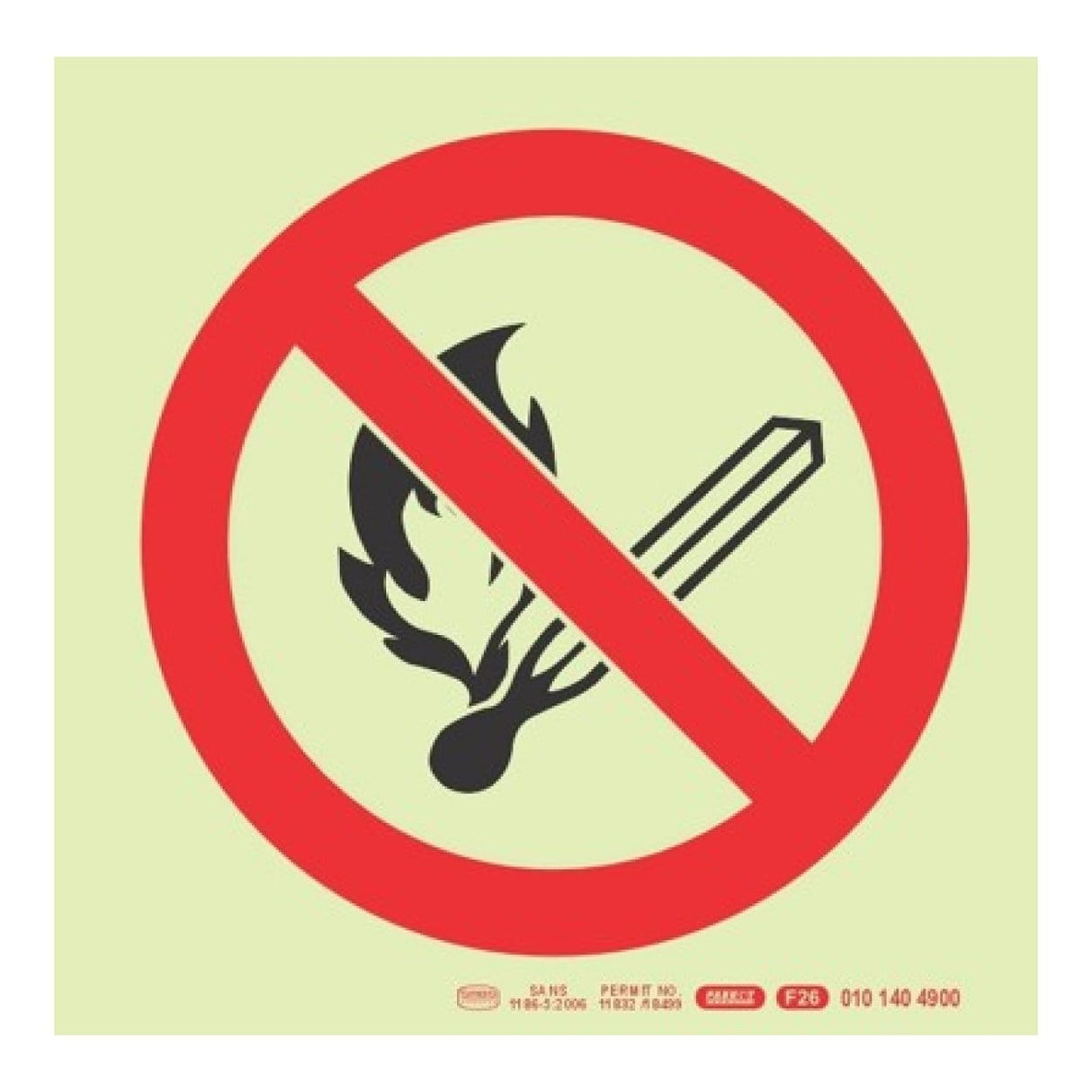 Parrot 190mm F26 No Open Or Naked Flames Photoluminescent Safety Sign SNP19F26