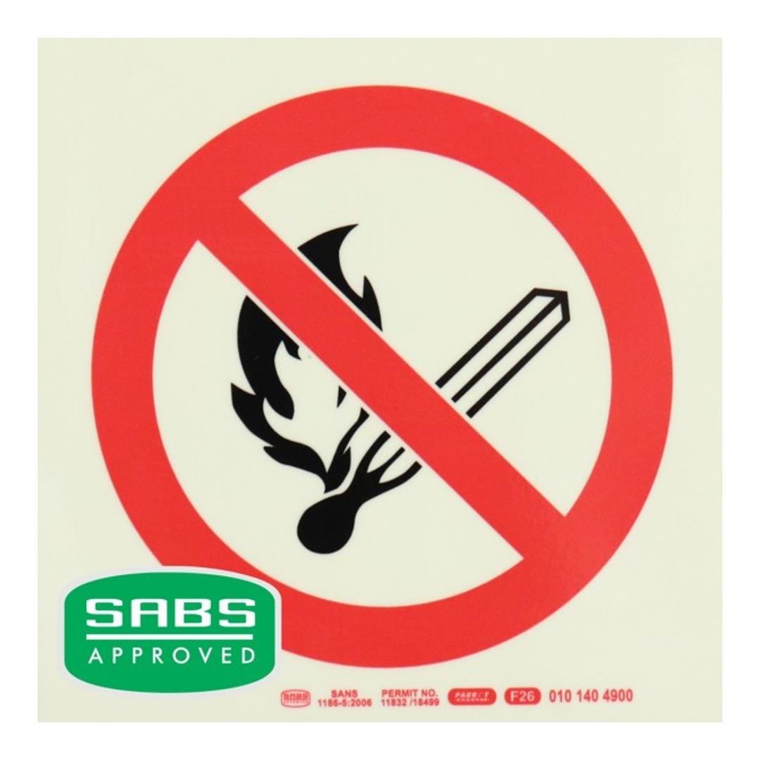 Parrot 190mm F26 No Open Or Naked Flames Photoluminescent Safety Sign SNP19F26