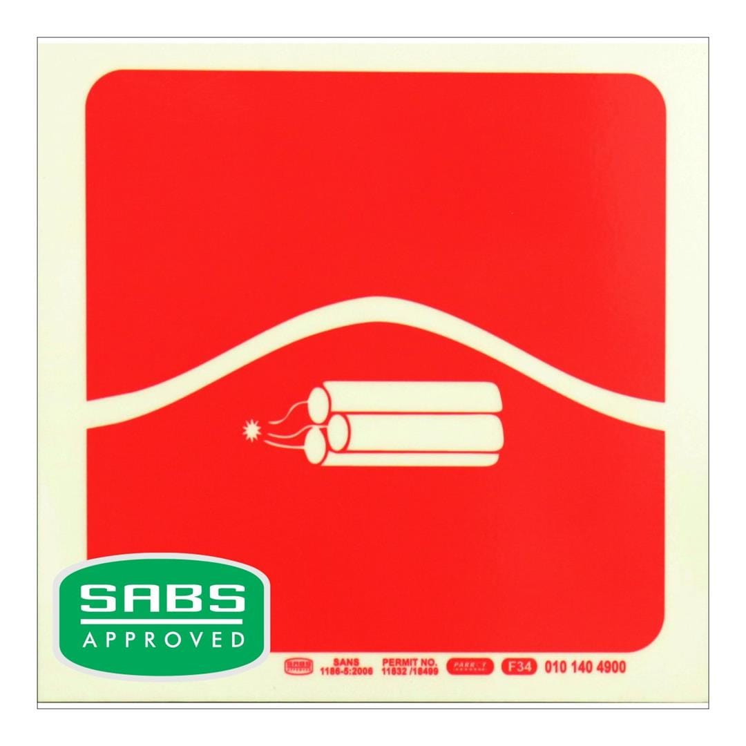 Parrot 190mm Bomb Bag Photoluminescent Safety Sign SNP19F34