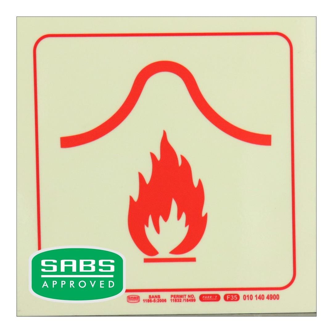 Parrot 190mm F35 Fire Blanket Photoluminescent Safety Sign SNP19F35