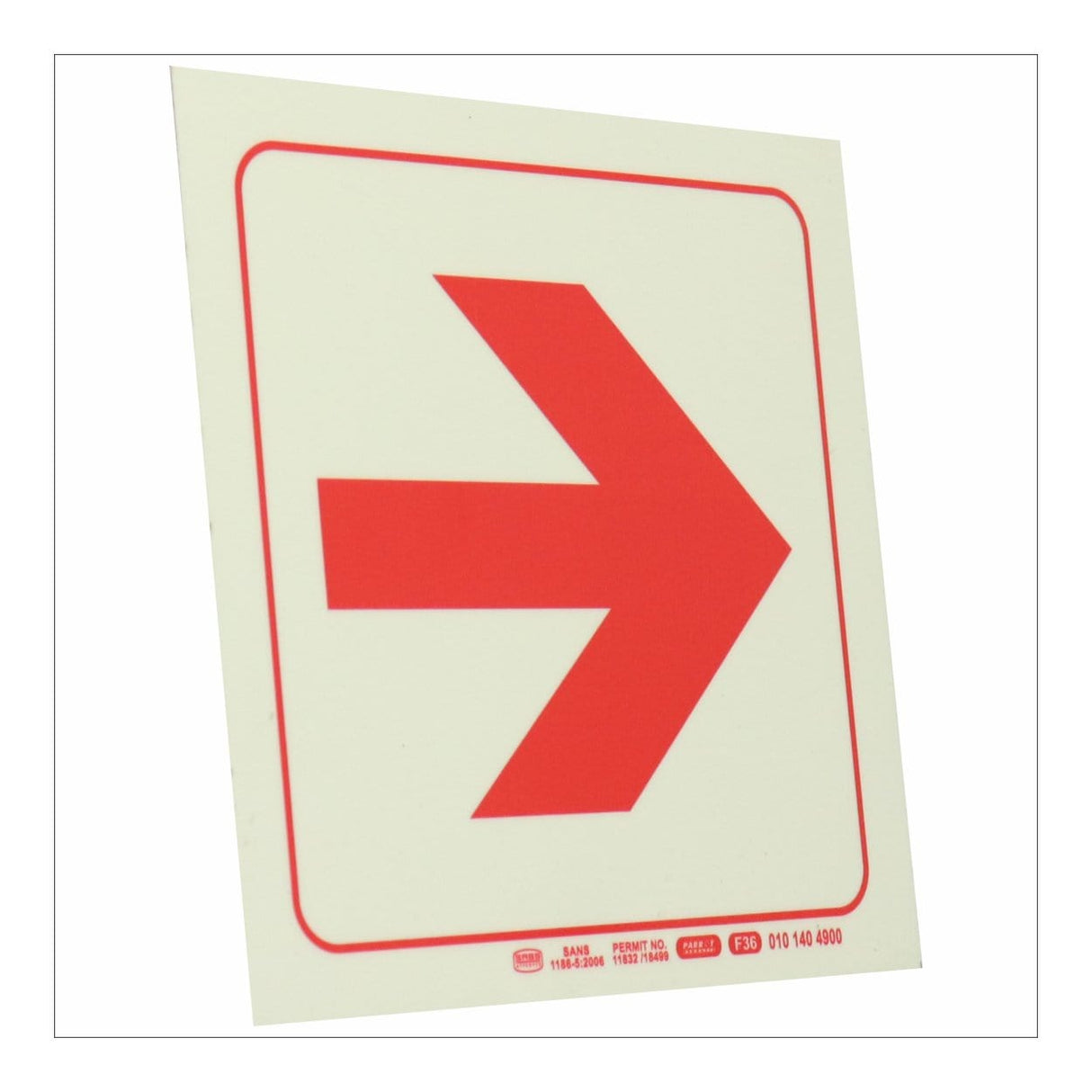 Parrot 190mm Arrow Right Photoluminescent Safety Sign SNP19F36