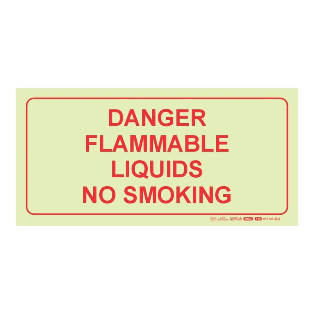 Parrot Photoluminescent 190mm Danger Flammable Liquids No Smoking Safety Sign-F46 SNP19F46