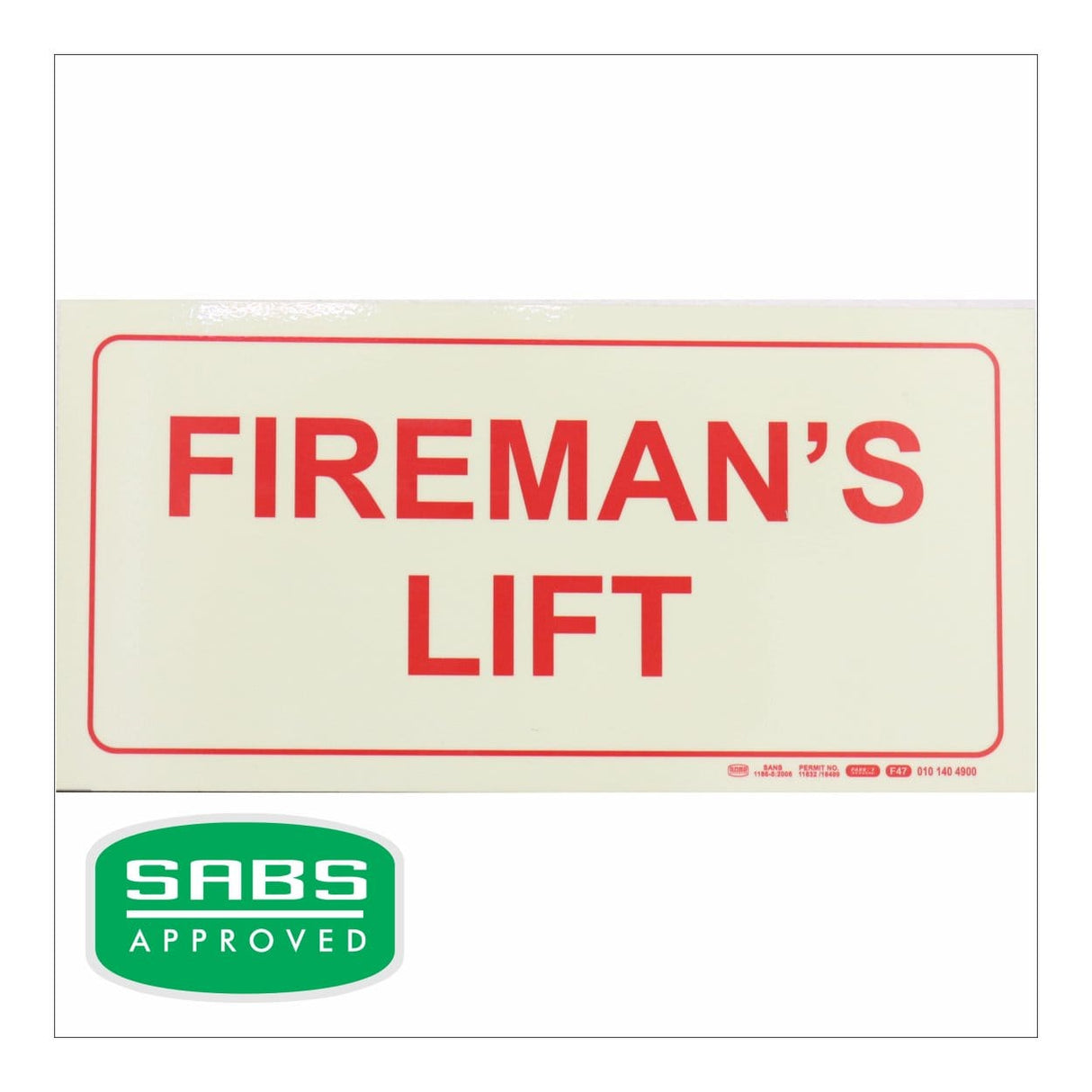 Parrot Photoluminescent 190mm Firemans Lift Safety Sign-F47 SNP19F47