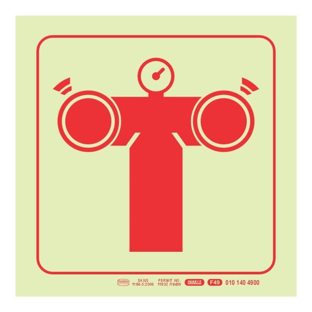 Parrot Photoluminescent 190mm Fire Pump Connection Safety Sign-F49 SNP19F49