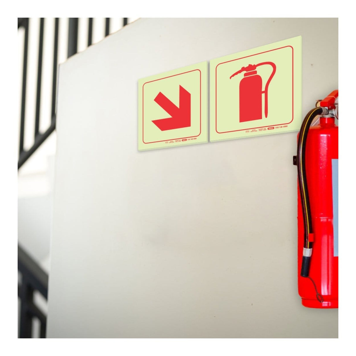 Parrot 190mm Photoluminescent F51 Diagonal Arrow Down And Right Safety Sign SNP19F51