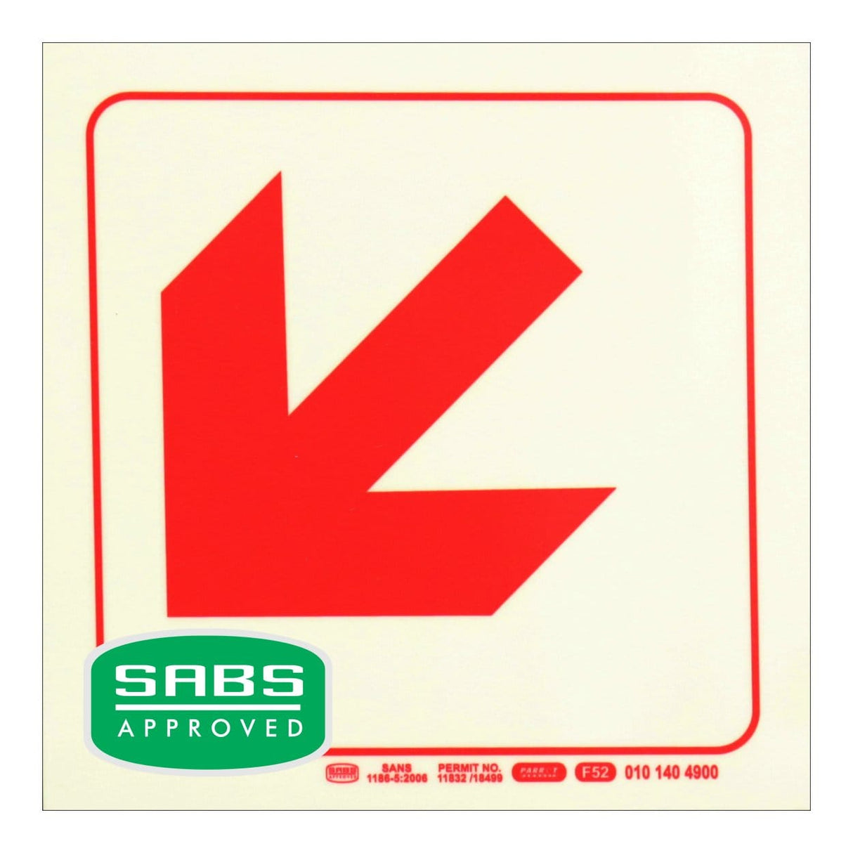 Parrot Photoluminescent 190mm Diagonal Arrow Down And Left Safety Sign-F52 SNP19F52