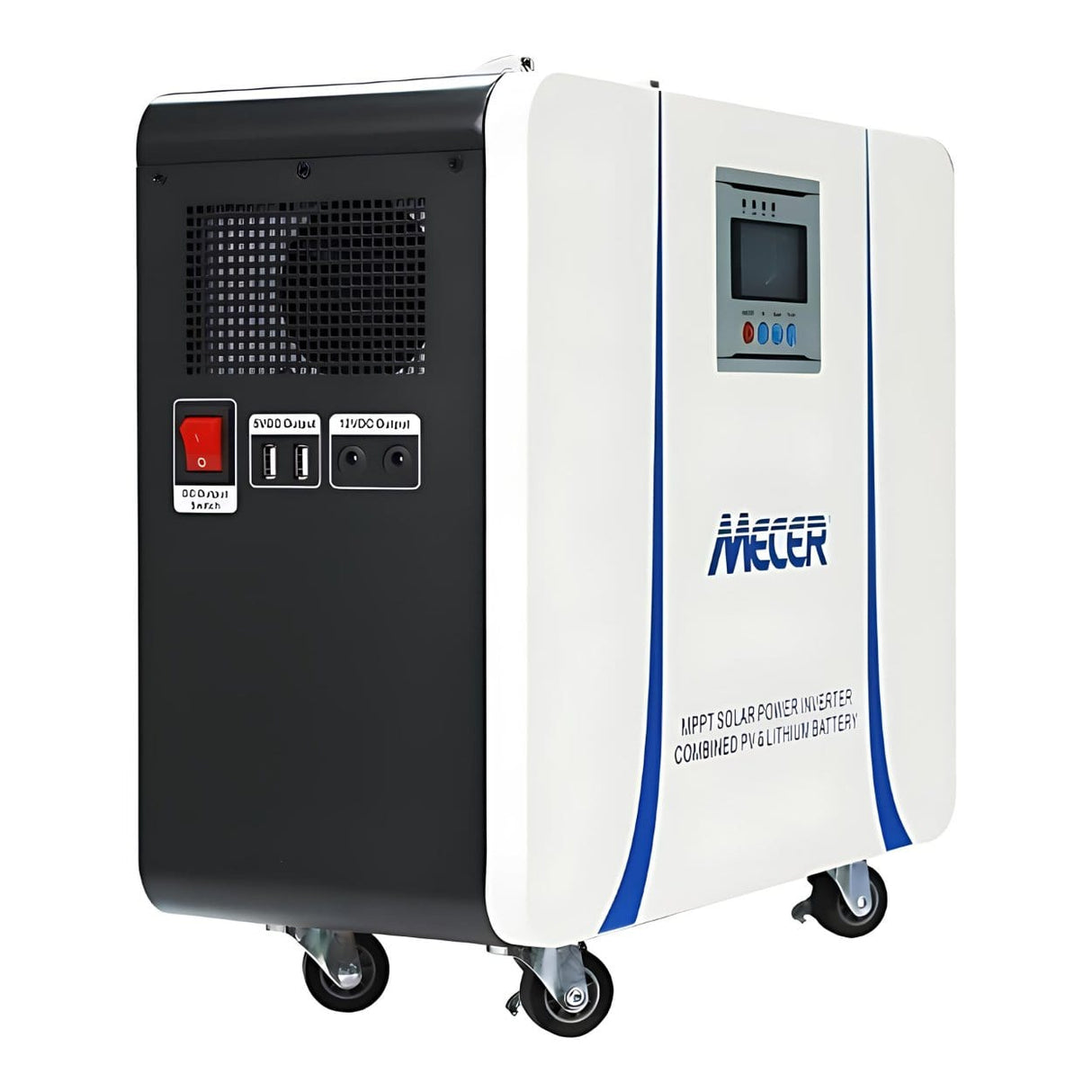 Mecer 1kVA 1kW Lithium Battery Inverter Trolley with 50Ah Lithium-ion Battery and 820W MPPT Controller SOL-I-BB-M1L (Opened Box)