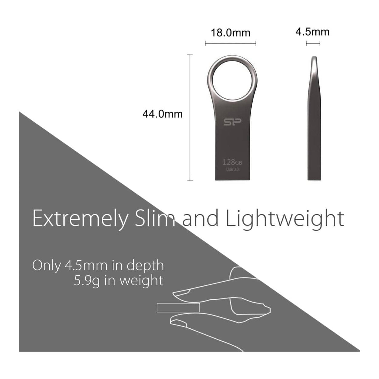 Silicon Power Jewel J80 64GB Titanium USB Flash Drive SP064GBUF3J80V1T