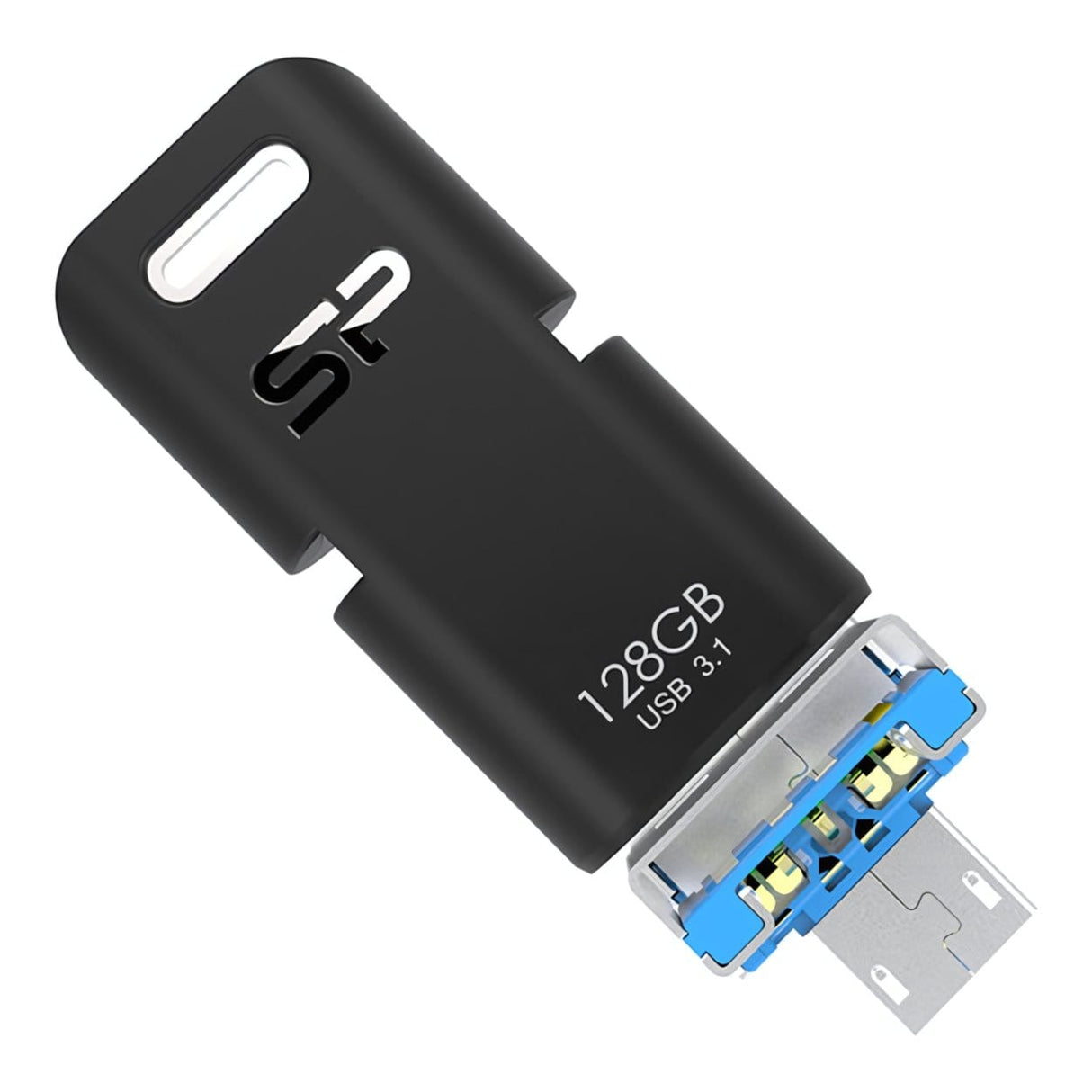 Silicon Power Mobile C50 128GB USB Type-C Micro B and Type-A USB 3.1 Black USB Flash Drive SP128GBUC3C50V1K
