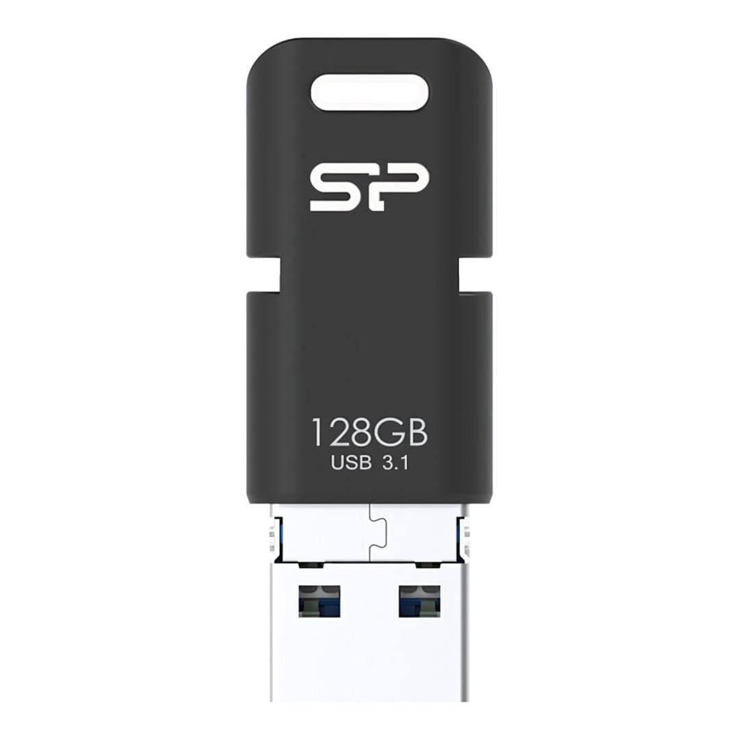 Silicon Power Mobile C50 128GB USB Type-C Micro B and Type-A USB 3.1 Black USB Flash Drive SP128GBUC3C50V1K